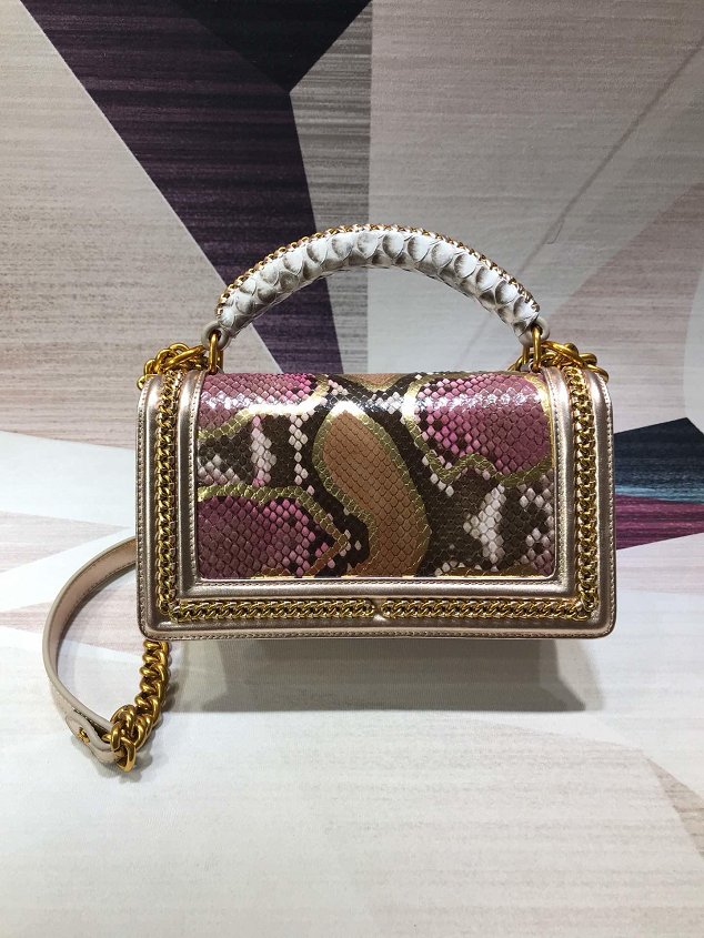 CC original python leather medium le boy handbag A94804 gold&pink