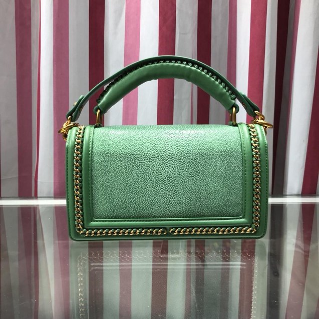 CC original stingray skin boy handbag A94804 light green