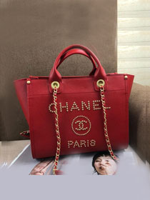 2019 CC original grained calfskin shopping bag A57069 red