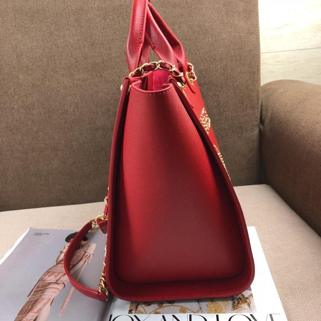 2019 CC original grained calfskin shopping bag A57069 red