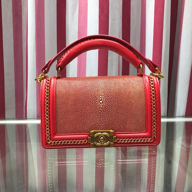 CC original stingray skin boy handbag A94804 red