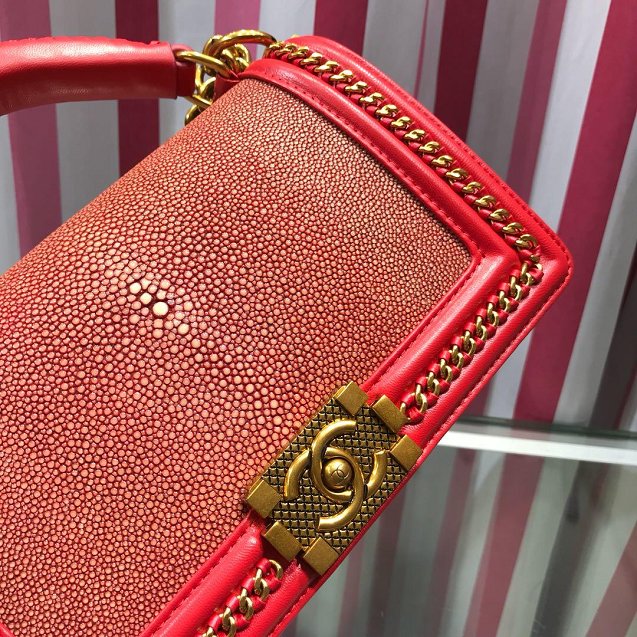 CC original stingray skin boy handbag A94804 red