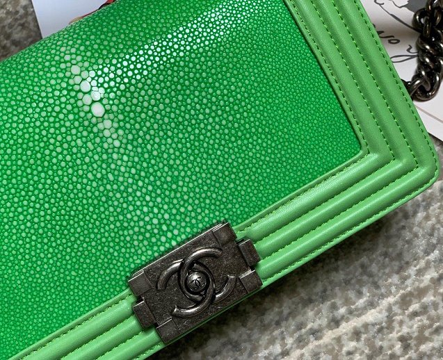 CC original genuine stingray skin boy bag A67086 bright green