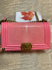 CC original genuine stingray skin boy bag A67086 pink