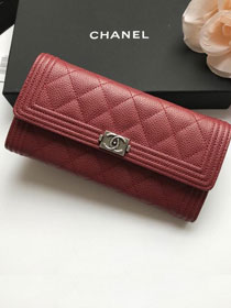 CC grained calfskin boy long flap wallet A80286 bordeaux