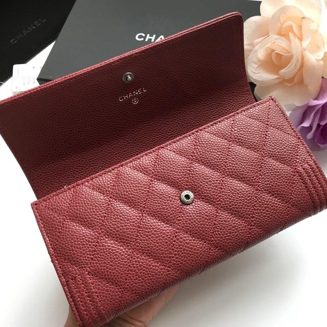 CC grained calfskin boy long flap wallet A80286 bordeaux