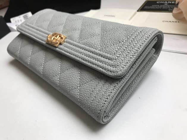 CC grained calfskin boy long flap wallet A80286 grey