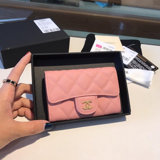 CC grained calfskin classic card holder AP0214 pink