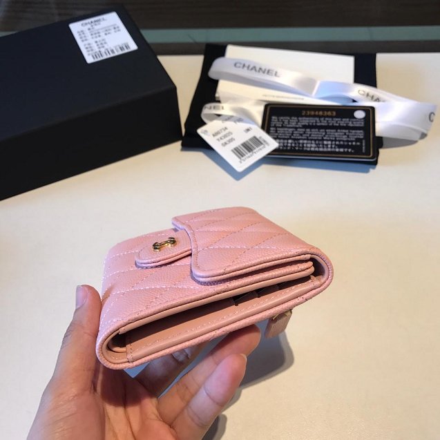 CC grained calfskin classic flap wallet AP0231 pink 