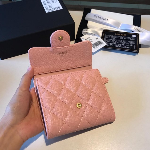 CC grained calfskin classic flap wallet AP0231 pink 