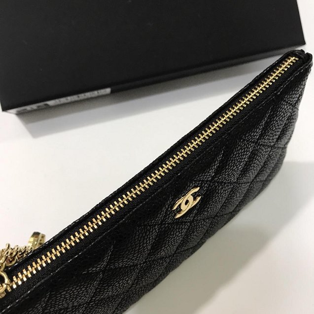 CC grained calfskin long coin purse A50169 black