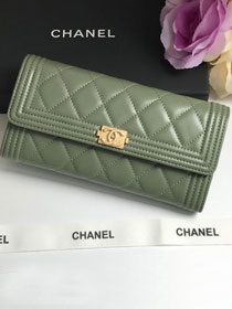 CC lambskin boy long flap wallet A80286 olive