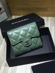 CC lambskin classic flap wallet AP0231 green