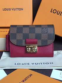 Louis vuitton damier ebene croisette wallet N60208 burgundy