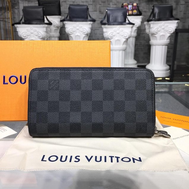 Louis vuitton damier graphite double zippy N62734 