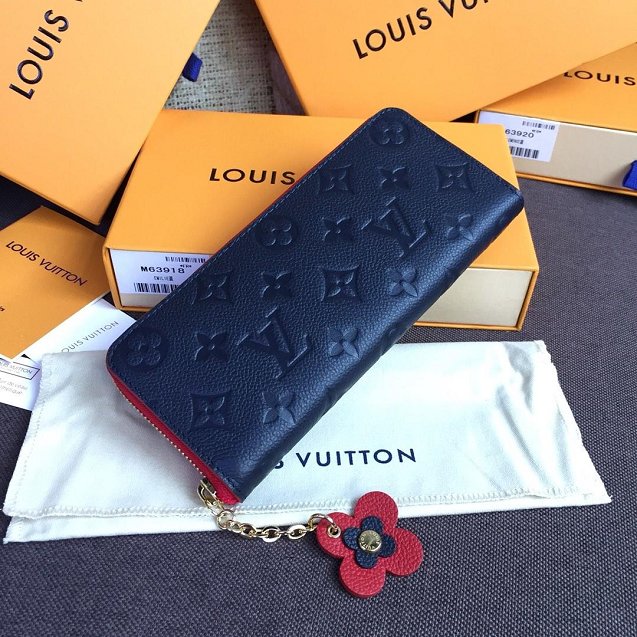 Louis vuitton monogram empreinte clemence wallet M63920 navy blue