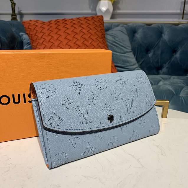 Louis vuitton original mahina leather iris wallet M60177 light blue