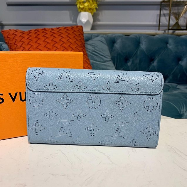 Louis vuitton original mahina leather iris wallet M60177 light blue