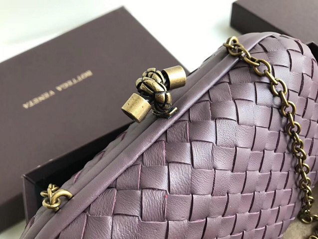 BV original lambskin chain knot clutch 498478 light purple