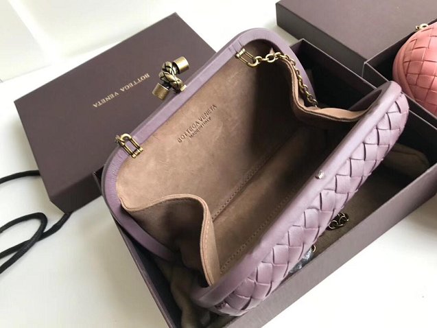 BV original lambskin chain knot clutch 498478 light purple