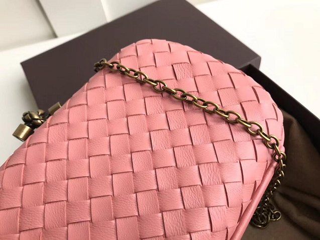 BV original lambskin chain knot clutch 498478 pink