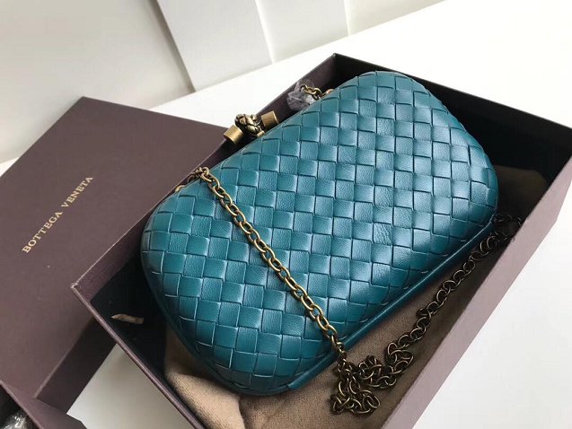 BV original lambskin chain knot clutch 498478 turquoise