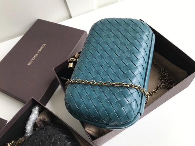 BV original lambskin chain knot clutch 498478 turquoise