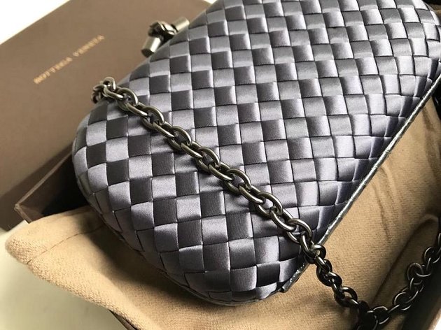 BV original silk chain knot clutch 498478 dark grey