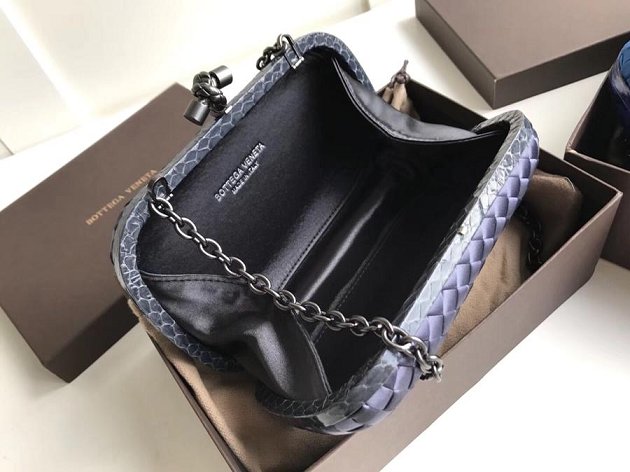 BV original silk chain knot clutch 498478 dark grey