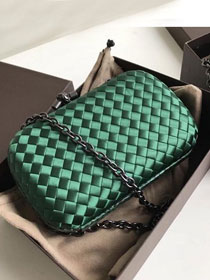 BV original silk chain knot clutch 498478 green