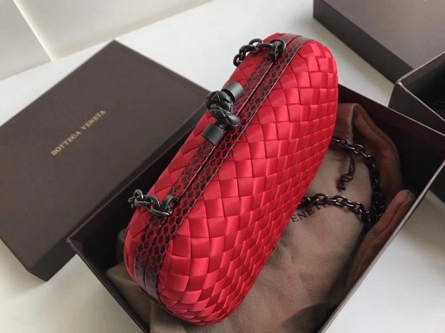 BV original silk chain knot clutch 498478 red