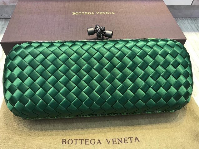 BV original silk large stretch knot clutch 202031 green