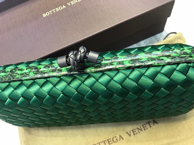 BV original silk large stretch knot clutch 202031 green