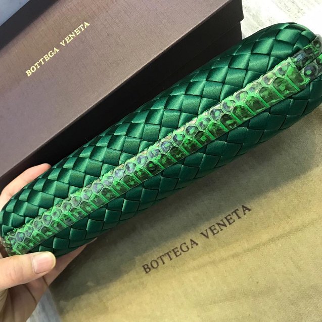 BV original silk large stretch knot clutch 202031 green