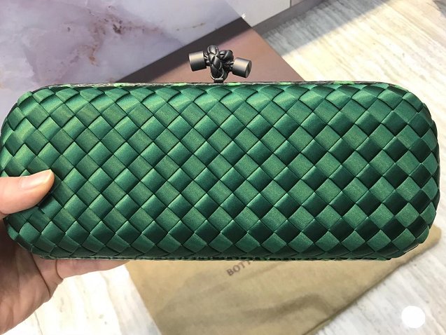 BV original silk large stretch knot clutch 202031 green