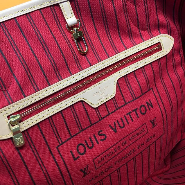 Louis vuitton original handmade monogram canvas neverfull mm m41177 red