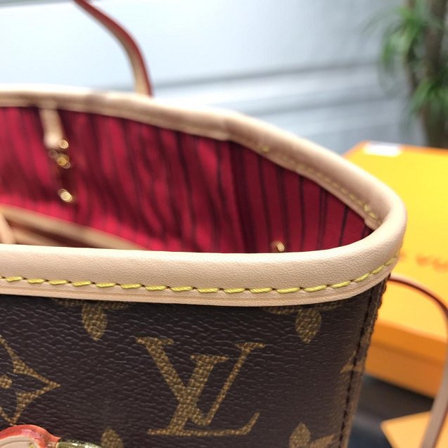 Louis vuitton original handmade monogram canvas neverfull mm m41177 red