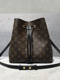 Louis vuitton original handmade monogram canvas neonoe bag M44020 black