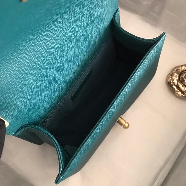 2019 CC original grained calfskin boy handbag A67085-2 turquoise