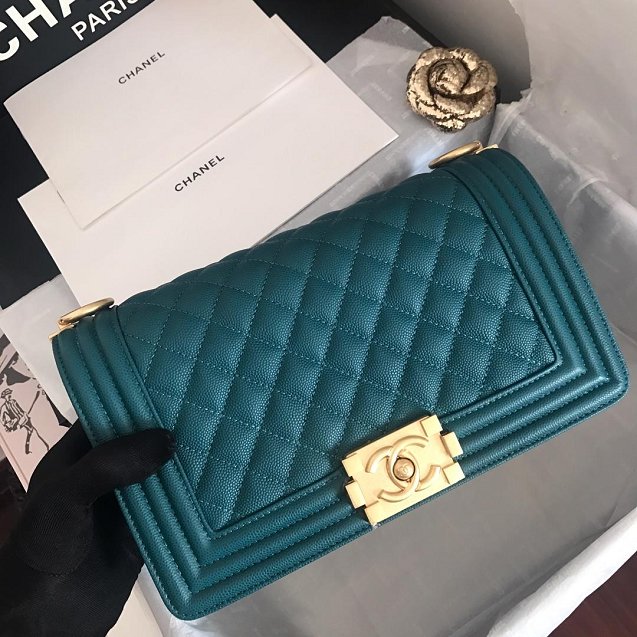 2019 CC original grained calfskin boy handbag A67086 emerald