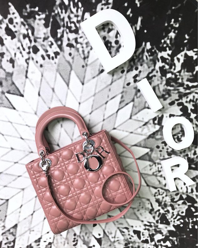 Dior original lambskin lady dior bag 44551 pink