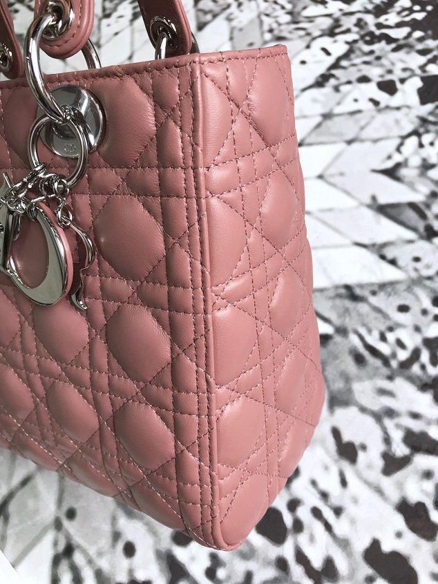 Dior original lambskin lady dior bag 44551 pink