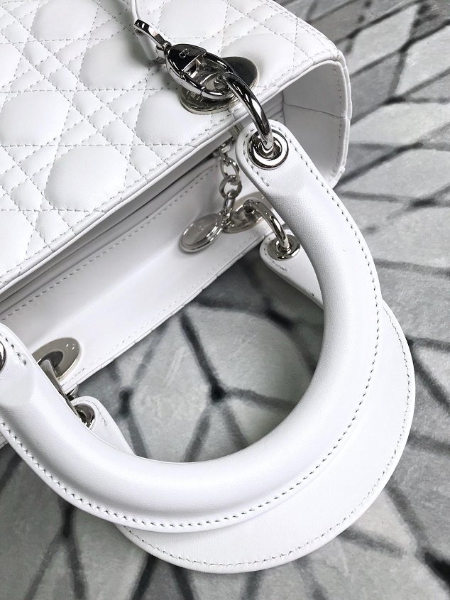 Dior original lambskin lady dior bag 44551 white