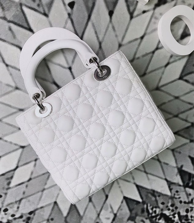 Dior original lambskin lady dior bag 44551 white