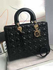 Dior original lambskin large lady dior bag 44560 black