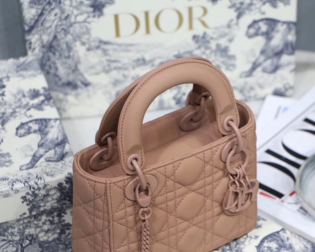 2019 Dior original lambskin mini lady dior ultra-matte bag M0505 apricot