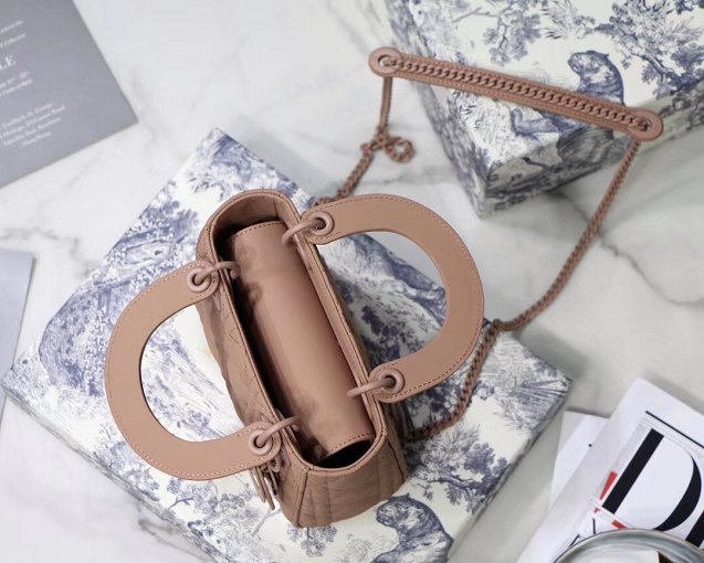 2019 Dior original lambskin mini lady dior ultra-matte bag M0505 apricot
