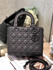 2019 Dior original lambskin medium lady dior ultra-matte bag M0565 black