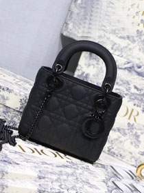 2019 Dior original lambskin mini lady dior ultra-matte bag M0505 black