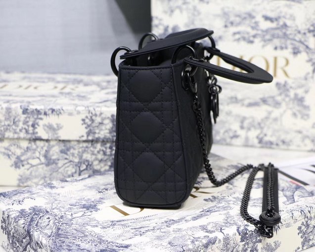 2019 Dior original lambskin mini lady dior ultra-matte bag M0505 black